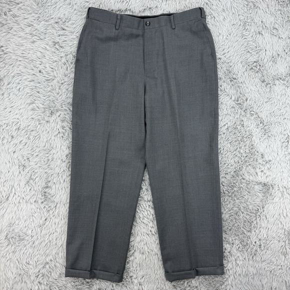 LL Bean Pants‎ Men's 36.5x29 Gray 100% Wool Comfort Flex Waistband Cuffs - Picture 1 of 10